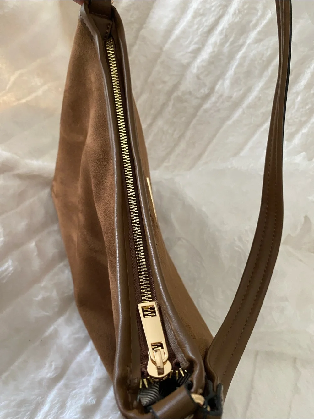 Badgley Mischka New York Brown Microsuede Hobo Shoulder Bag
